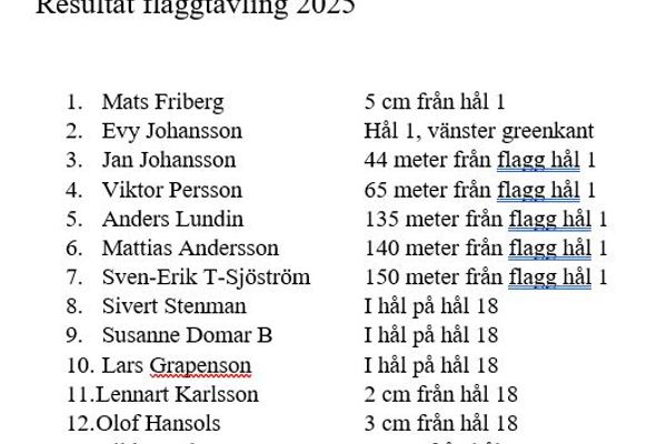 Resultat Handelsbankens Flaggtävling